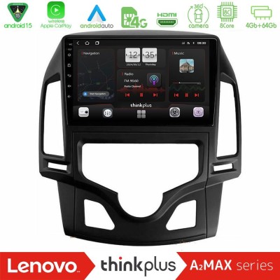 Lenovo Thinkplus A2MAX Series 8Core Android15 4+64GB  Hyundai i30 2007-2012 Auto A/C Navigation Multimedia Tablet 9