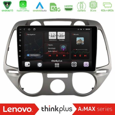 Lenovo Thinkplus A2MAX Series 8Core Android15 4+64GB  Hyundai i20 2009-2012 Manual A/C Navigation Multimedia Tablet 9