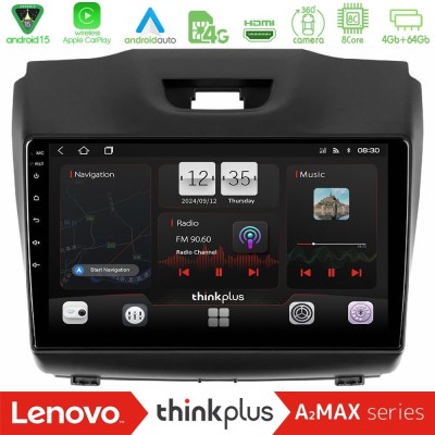 Lenovo Thinkplus A2MAX Series 8Core Android15 4+64GB  Isuzu D-MAX 2012-2019 Navigation Multimedia Tablet 9