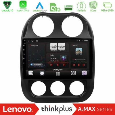Lenovo Thinkplus A2MAX Series 8Core Android15 4+64GB  Jeep Compass 2012-2016 Navigation Multimedia Tablet 9