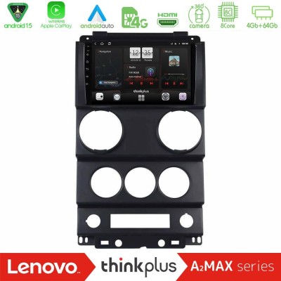 Lenovo Thinkplus A2MAX Series 8Core Android15 4+64GB  Jeep Wrangler 2Door 2008-2010 Navigation Multimedia Tablet 9