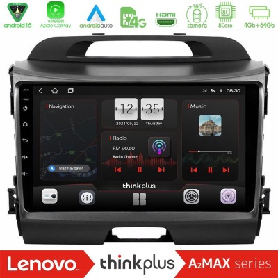 Lenovo Thinkplus A2MAX Series 8Core Android15 4+64GB  Kia Sportage Navigation Multimedia Tablet 9