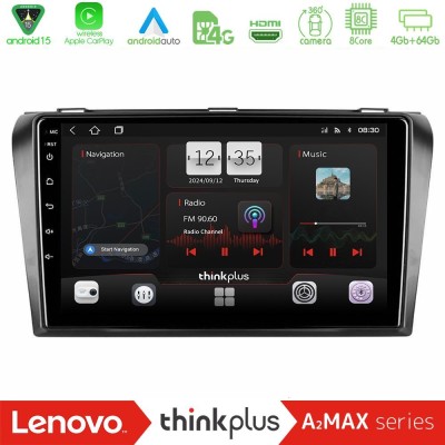 Lenovo Thinkplus A2MAX Series 8Core Android15 4+64GB  Mazda 3 2004-2009 Navigation Multimedia Tablet 9