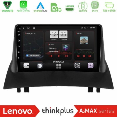 Lenovo Thinkplus A2MAX Series 8Core Android15 4+64GB  Renault Megane 2 2002-2008 Navigation Multimedia Tablet 9
