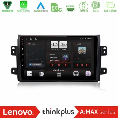Lenovo Thinkplus A2MAX Series 8Core Android15 4+64GB  Suzuki SX4 2006-2014 Fiat Sedici 2006-2014 Navigation Multimedia Tablet 9