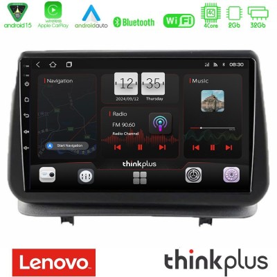 Lenovo Thinkplus Series 4Core Android15 2+32GB  Renault Clio 2005-2012 Navigation Multimedia Tablet 9