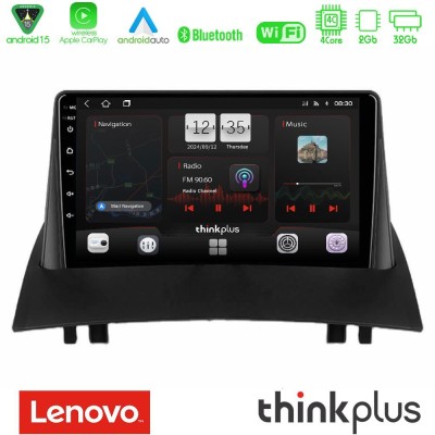 Lenovo Thinkplus Series 4Core Android15 2+32GB  Renault Megane 2 2002-2008 Navigation Multimedia Tablet 9