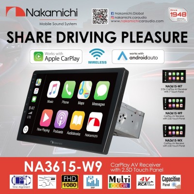 Nakamichi NA3615-W9 Multimedia Station 9″ Με Wireless Carplay & Android Auto