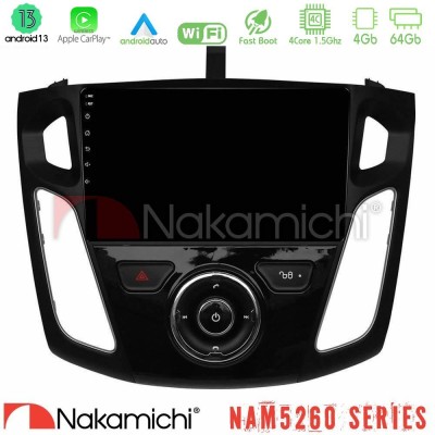 Nakamichi NAM5260 Series 4Core Android13 4+64GB Ford Focus 2012-2018 Navigation Multimedia Tablet 9