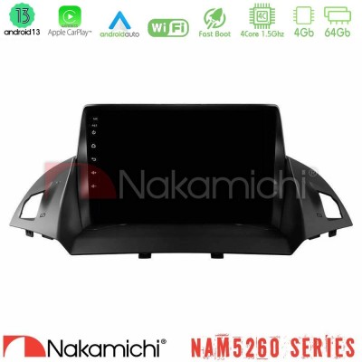 Nakamichi NAM5260 Series 4Core Android13 4+64GB Ford C-Max/Kuga Navigation Multimedia Tablet 9