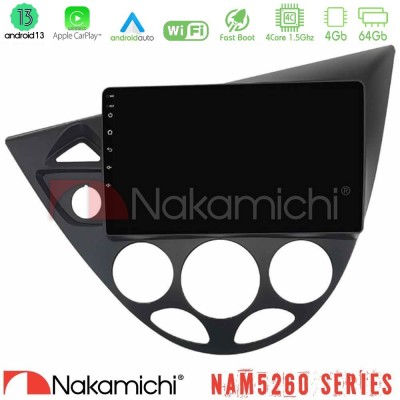 Nakamichi NAM5260 Series 4Core Android13 4+64GB Ford Focus 1999-2004 Navigation Multimedia Tablet 9