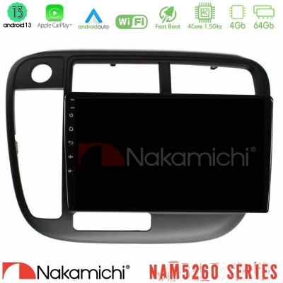 Nakamichi NAM5260 Series 4Core Android13 4+64GB Honda Civic 1995-2001 Navigation Multimedia Tablet 9