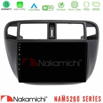 Nakamichi NAM5260 Series 4Core Android13 4+64GB Honda Civic 1995-2001 Navigation Multimedia Tablet 9