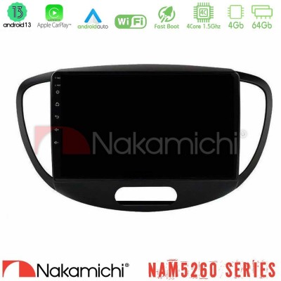 Nakamichi NAM5260 Series 4Core Android13 4+64GB Hyundai i10 2008-2014 Navigation Multimedia Tablet 9