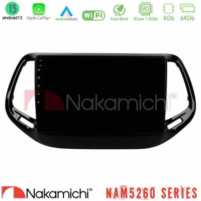 Nakamichi NAM5260 Series 4Core Android13 4+64GB Jeep Compass 2017> Navigation Multimedia Tablet 10