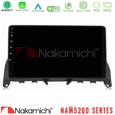 Nakamichi NAM5260 Series 4Core Android13 4+64GB Mercedes C-Class W204 2008-2011 Navigation Multimedia Tablet 9