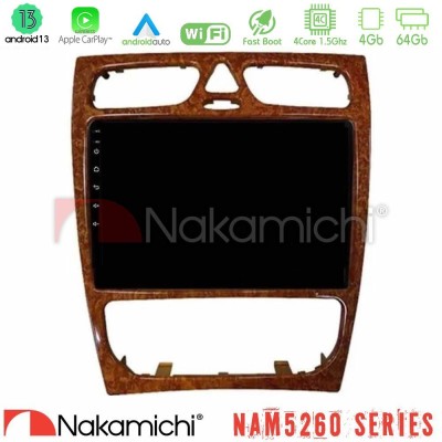 Nakamichi NAM5260 Series 4Core Android13 4+64GB Mercedes C Class (W203) Navigation Multimedia Tablet 9