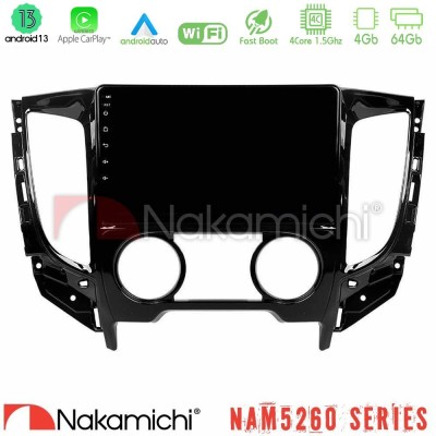 Nakamichi NAM5260 Series 4Core Android13 4+64GB Mitsubishi L200 2016-> & Fiat Fullback (Manual A/C) Navigation Multimedia Tablet 9