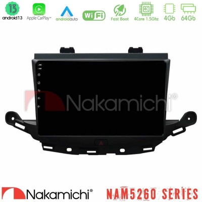 Nakamichi NAM5260 Series 4Core Android13 4+64GB Opel Astra K 2015-2019 Navigation Multimedia Tablet 9