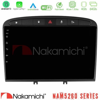 Nakamichi NAM5260 Series 4Core Android13 4+64GB Peugeot 308/RCZ Navigation Multimedia Tablet 9