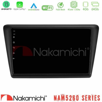 Nakamichi NAM5260 Series 4Core Android13 4+64GB Skoda Rapid 2013-2017 Navigation Multimedia Tablet 9