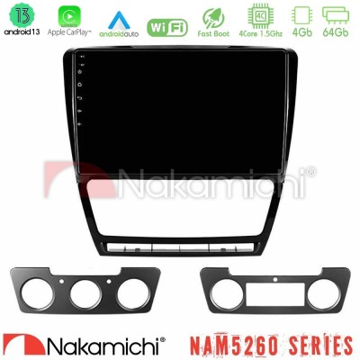 Nakamichi NAM5260 Series 4Core Android13 4+64GB Skoda Octavia 5 Navigation Multimedia Tablet 10
