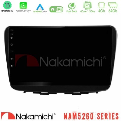 Nakamichi NAM5260 Series 4Core Android13 4+64GB Suzuki Baleno 2016-2021 Navigation Multimedia Tablet 9
