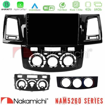 Nakamichi NAM5260 Series 4Core Android13 4+64GB Toyota Hilux 2007-2011 Navigation Multimedia Tablet 9