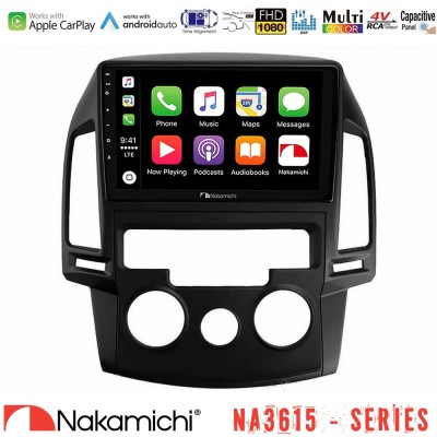 Nakamichi NA3615 Series Με Wireless Carplay & Android Auto  Hyundai i30 2007-2012 Manual A/C Media Station Tablet 9