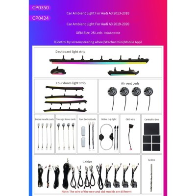 Ατμοσφαιρικός Φωτισμός Audi A3 (8V) 2013-2018 OEM Ambient Light Full Kit 1:1