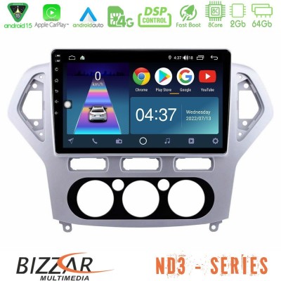 Bizzar ND3 Series 8Core Android15 2+64GB  Ford Mondeo 2007-2010 Manual A/C Navigation Multimedia Tablet 10
