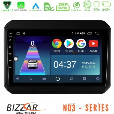 Bizzar ND3 Series 8Core Android15 2+64GB  Suzuki Ignis Navigation Multimedia Tablet 9