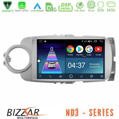 Bizzar ND3 Series 8Core Android15 2+64GB  Toyota Yaris Navigation Multimedia Tablet 9