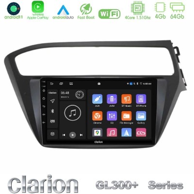 Clarion GL300+ Series 4Core Android11 4+64GB Hyundai i20 2018-2020 RHD Navigation Multimedia Tablet 9