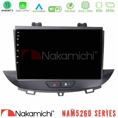Nakamichi NAM5260 Series 4Core Android13 4+64GB Opel Grandland/Crossland X Navigation Multimedia Tablet 9
