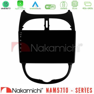 Nakamichi NAM5710 Series 8Core Android13 4+64GB  Peugeot 206 Navigation Multimedia Tablet 9