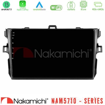 Nakamichi NAM5710 Series 8Core Android13 4+64GB  Toyota Corolla 2007-2012 Navigation Multimedia Tablet 9