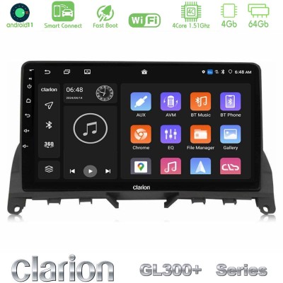 Clarion GL300+ Series 4Core Android11 4+64GB  Mercedes C Class W204 Navigation Multimedia Tablet 9