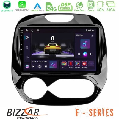 Bizzar F Series 8Core Android14 4+64GB  Renault Captur 2013-2019 (Auto AC) Navigation Multimedia Tablet 9