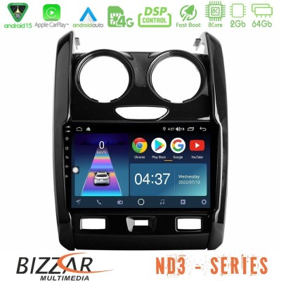 Bizzar ND3 Series 8Core Android15 2+64GB  Dacia Duster 2014-2018 Navigation Multimedia Tablet 9