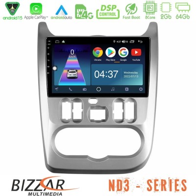 Bizzar ND3 Series 8Core Android15 2+64GB  Dacia Duster/Sandero/Logan Navigation Multimedia Tablet 9