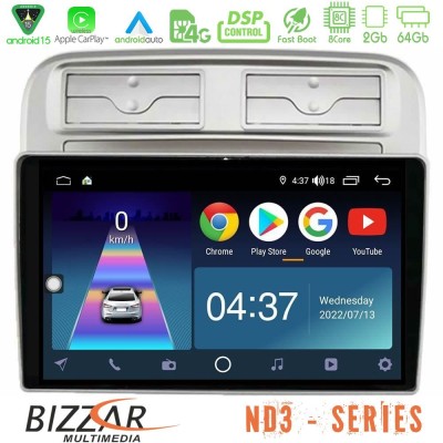 Bizzar ND3 Series 8Core Android15 2+64GB  Fiat Grande Punto 2006-2011 Navigation Multimedia Tablet 9