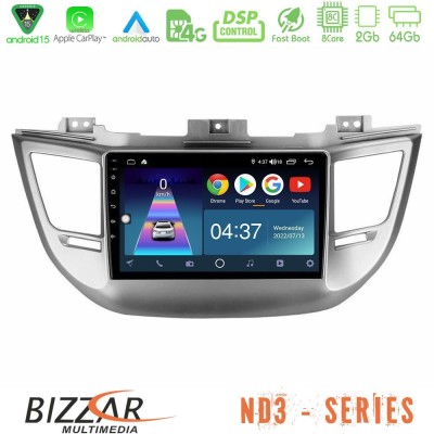 Bizzar ND3 Series 8Core Android15 2+64GB  Hyundai Tucson 2015-2018 Navigation Multimedia Tablet 9