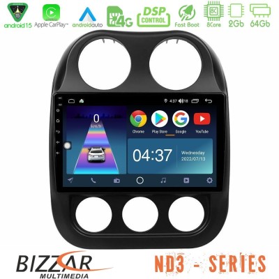 Bizzar ND3 Series 8Core Android15 2+64GB  Jeep Compass 2012-2016 Navigation Multimedia Tablet 10