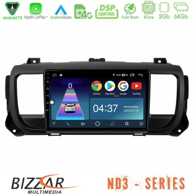 Bizzar ND3 Series 8Core Android15 2+64GB  Citroen/Peugeot/Opel/Toyota Navigation Multimedia Tablet 9