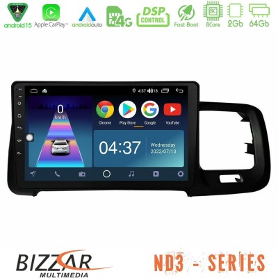 Bizzar ND3 Series 8Core Android15 2+64GB  Volvo S60 2010-2018 Navigation Multimedia Tablet 9