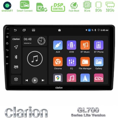 Clarion GL700 Lite Series Alfa Romeo Mito 2008-2014 8Core Android11 2+32GB Navigation Multimedia Tablet 9