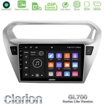 Clarion GL700 Lite Series 8Core Android11 2+32GB Citroen C-Elysee / Peugeot 301 Navigation Multimedia Tablet 9