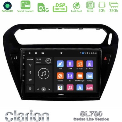 Clarion GL700 Lite Series 8Core Android11 2+32GB Citroen C-Elysee / Peugeot 301 Navigation Multimedia Tablet 9