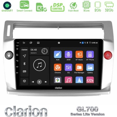 Clarion GL700 Lite Series 8Core Android11 2+32GB Citroen C4 2004-2010 Navigation Multimedia Tablet 9